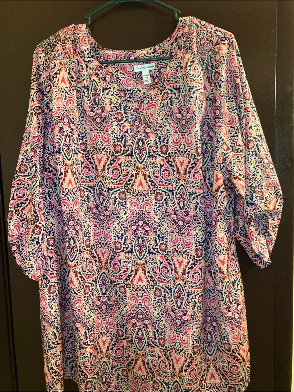 croft & barrow Pink and Navy Paisley Tunic